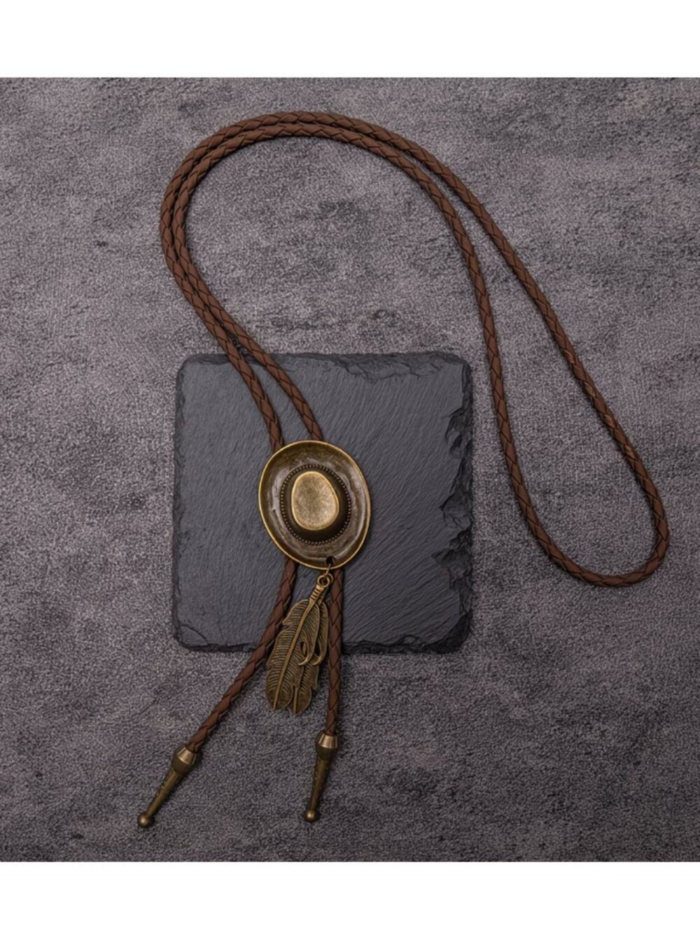 Cowboy Hat Vintage Inspired Western Bolo Tie Texas Style Antique Bronze - Picture 4 of 6